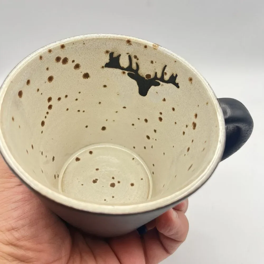 Pottery Barn Rustic Reindeer Terracotta Mug